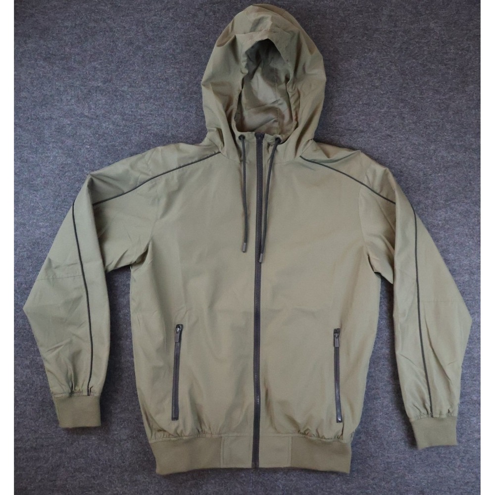 CSG Windbreaker Jacket Mens XL Olive Green Full Zip Hooded Lightweight NWT